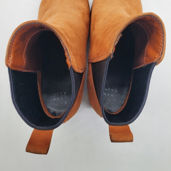 ♡ A New Day Cognac Gwen Ankle Boots Almond Toe Block Heel Size 8.5 - Picture 7 of 9